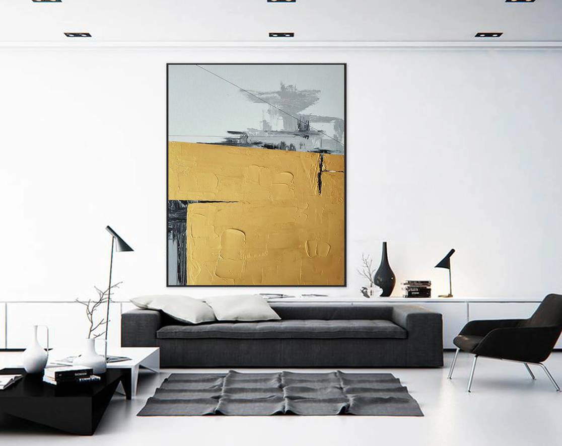 Entryway Leaf Black Abstract Canvas Artwork SAKA3 wall art